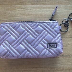 NWT-LUG- METRO XL ID POUCH RFID WALLET- METALLIC BUBBLE PURPLE